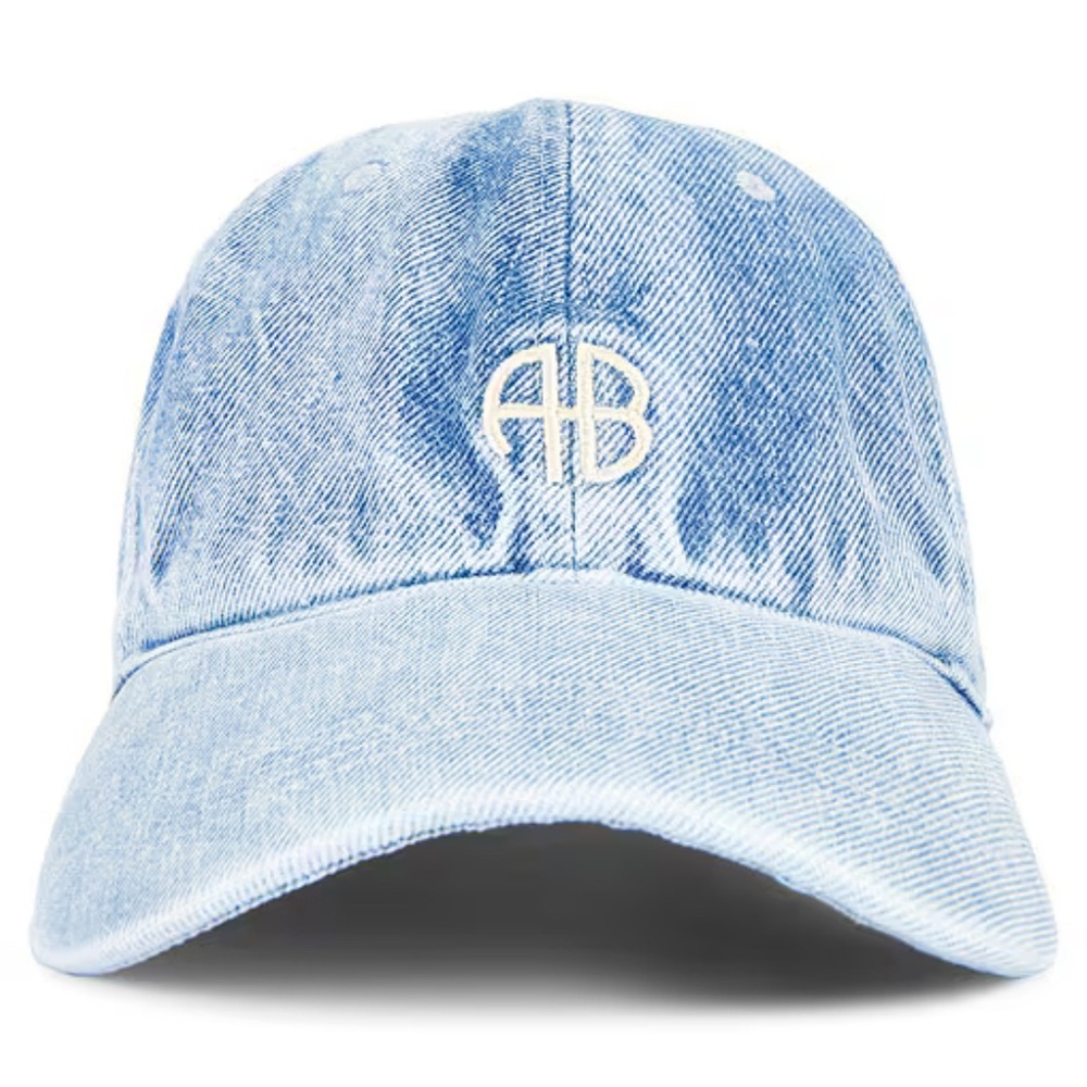 Anine Bing Blue Denim Hat with Embroidered Logo
